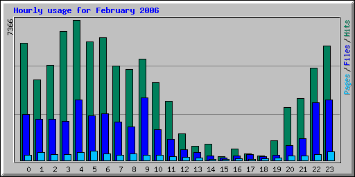 Hourly usage for February 2006